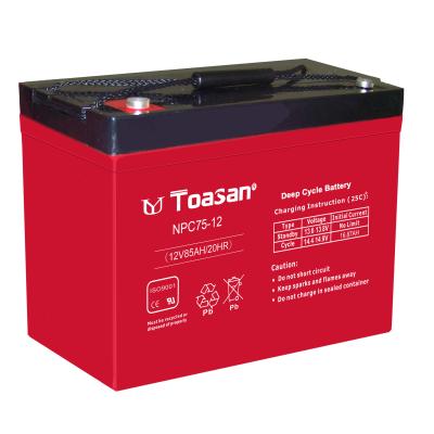 China Stable and Long Lifespan Toasan Maintenance 12v 200ah 250ah Battery 12v 75ah Inverter Free Rechargeable Gel Deep Cylce Battery For Solar System for sale