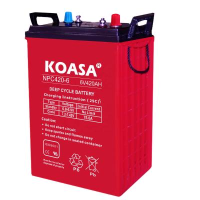 China Fantastic Toys KOASA NPC420-6 6V420AH Rechargeable Sealed Lead Acid Deep Cycle UPS Battery for sale