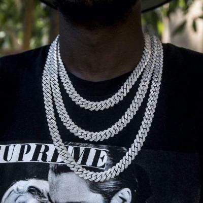 China Hiphop Plug In Cuban Link 925 Sterling Silver Custom Name Plate Chain On Good Moissante Italian 18K Plated Chains for sale