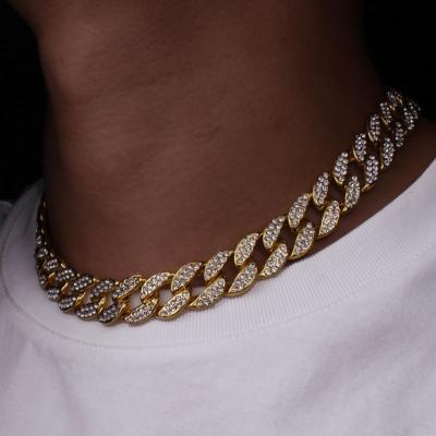 China Hiphop 14K Gold Iced Out CZ Cuban Link Chain Tennis Ho Luxury 4Mm Solid Crystal Stainless Steel Pendant Bracelet for sale