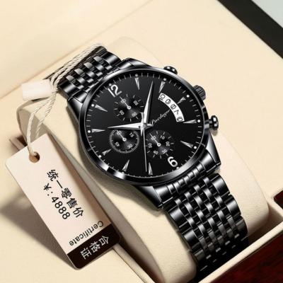 China Unique Waterproof Wristwatches Silver Formal Logo Sport Men Chronograph Classic Custom Top Date Auto Quartz Best Watches Set Gift For Men for sale