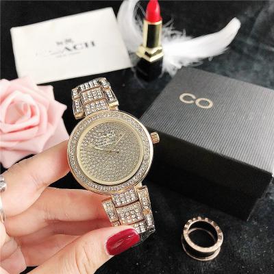 China Luxury Bling Bling Automatic Date Fake Women's Diamond Rhinestone Quartz reloj jewelry de mujer de reloj for sale