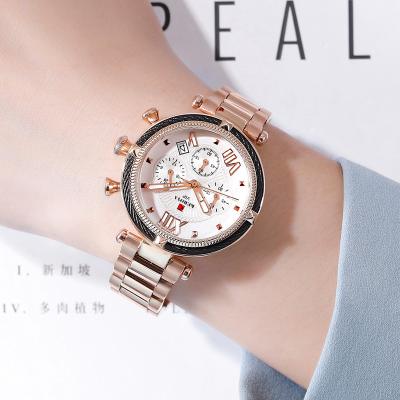 China Automatic date hot brand women luxury watches fashion stainless steel band quartz sport watch luminous ladies wristwatch for sale