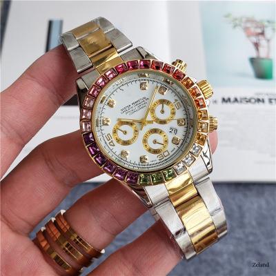 China Auto Date Diamond Gold Watches Hip Hop Colorful Luxury Good Quality Fully Iced Out Watch Men for sale