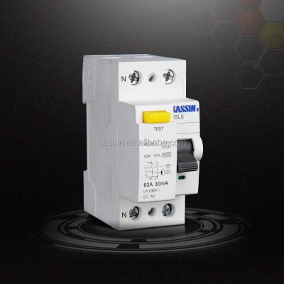 China SASSIN 3SL6 2P Pole 63A Rccb Hot Breakers Residual MCB Switch Circuit 6KA for sale