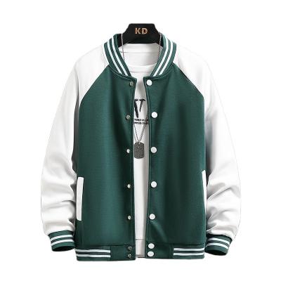 China Factory wholesale waterproof custom logo double color patchwork patch embroidered college bomber flight varsity jacket for men for sale