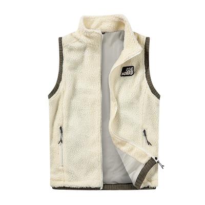 China New Men's Quilting Thickened Lamb Velvet Vest Men's Breathable Winter Coat New Zipper Warm Pocket Thick Contrast And Warm Fleece Jacket for sale