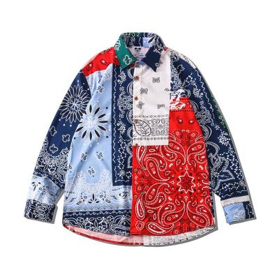 China 2021 New Fashion Vintage American&european Camisa Long Sleeve Paisley Bandana Anti-Shrink Men's Casual Shirts Style for sale