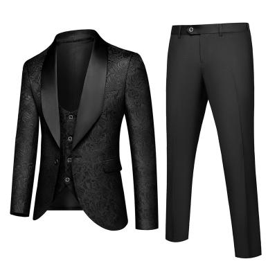 China Anti-Wrinkle Luxury Men Suits Hot Selling Best Man 3 Piece Groom Wedding Prom Banquet Business Suit Custom Made Formal Dinner Suit Set for sale