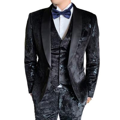 China Factory Wholesale Mens Breathable Wedding Suits 2021 Italian Design Custom Made Black Smoking Jacket Groom Suits For Men 3 Pieces Tuxedo for sale