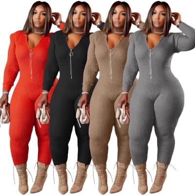 China 2022 QUICK DRY new arrive hooded one piece jumpsuit knitted sweater bodycon for women tights jogger tights overalls long for sale