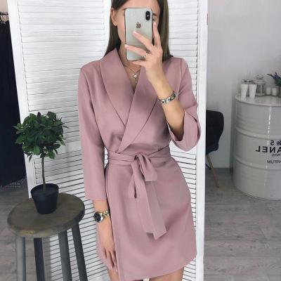 China 2021 Anti-Static New Summer Europe and America Lady Casual Dress Women Bandage Office Blazer Dresses Long for sale