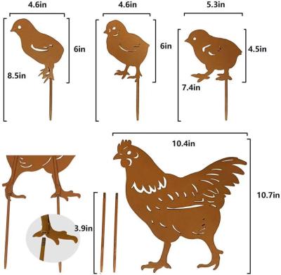 China factory whosale metal chicken stake chicken garden silhouette eco-friendly yard for garden decoration for sale