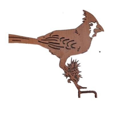 China Eco - Friendly Fence Garden Decoration Silhouettes Metal Bird Pile Inside Fence Garden for sale