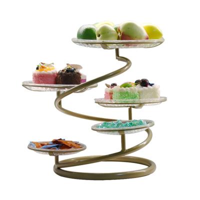 China Hot-selling Disposable Amazonian Iron Art Snack Tray Stand Living Room Style Fruit Tray European Home Wedding Candy Cake Stand for sale