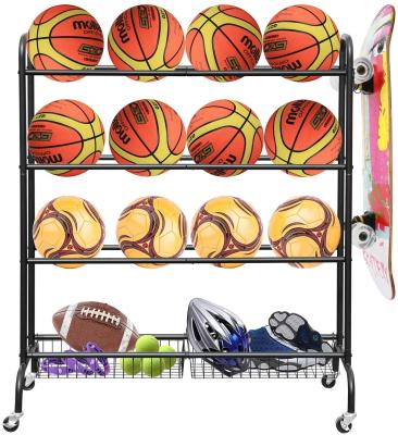 China Viable Easy Assemble Garage Sports Storage System Equipment Organizer Basketball Tennis Ball Rack for sale