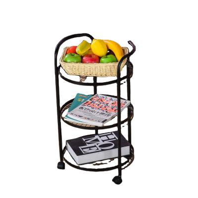 China Multifunctional small side movable table roller metal storage rack living room coffee table 2 layers for sale