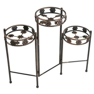 China Eco-friendly Indoor And Outdoor Florist Three-Layer Rack Pot Flower Salon Floor Display Stand for sale