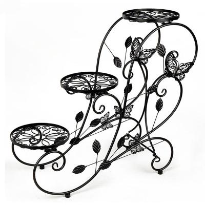 China Factory Direct Selling Wrought Iron Wrought Iron Flower Stand Multi-Layer European Balcony Eco-Friendly Green Flower Rack for sale