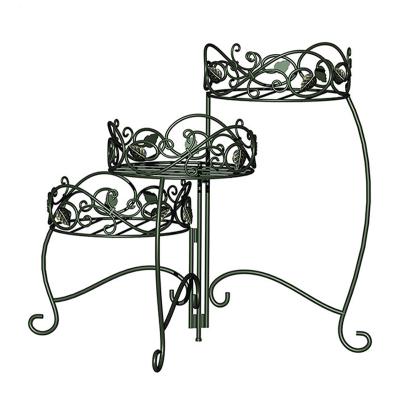 China Eco-friendly European style wrought iron flower stand floor three-layer flower stand simple indoor flower pot rack for sale