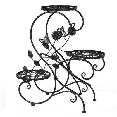 China Eco-friendly Customized Wrought Iron Flower Stand Multilayer Floor-standing Orchid Hangging Rack for sale