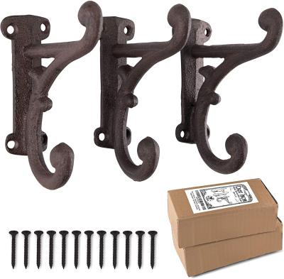 China Eco-Friendly and Conveniently Customized Wall Mounted (Set 3) Rustic Cast Iron Rack for Coat Hook Hat Hook Bathroom Hook for sale