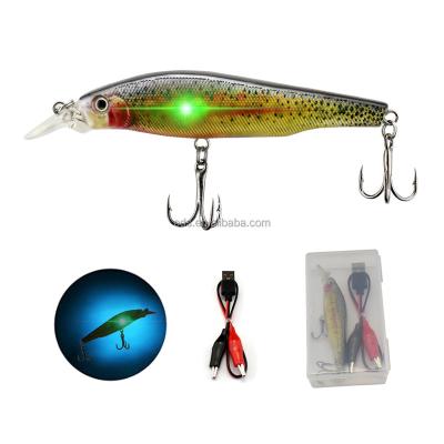 China Ocean Lure Vibration Swimbait Crankbait Night Electric Fishing Artificial Bait With USB Rechargeable LED Light for sale