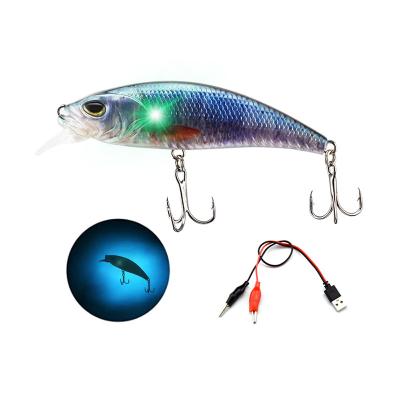 China Electronic Mechanical Vibration Twitch Jerkbait Bait Baits Rechargeable ABS LED Bait Hard Plastic Flashing Light Attractant for sale