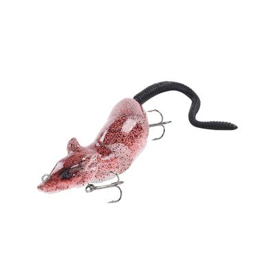 China Ocean Hand Carved Vivid Etched Body Floating Mouse Fishing Lures Top Water Rat Fishing Lure for sale