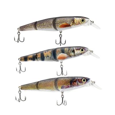 China Transparent ABS and PVC 3 section jointed bait minnow lure with deep lip crank lure fast sinking swim bait for sale