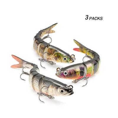 China Ocean Plastic Fish Lure Set 3pcs Joined Hard Bait Wobblers Swimbait Crankbait Swim Bass Pike Fishing Tackle Lure for sale