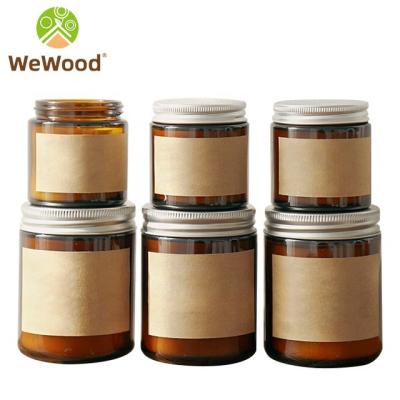 China Europe Custom Wholesale Brands Empty Jar With Tin Lid For Candle Amber Scented Glass Candle Holder for sale