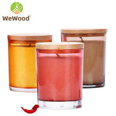 China Europe Wholesale Frosted Empty Candle Jar With Luxury Labels Amber Glass Candle Jars With Lid for sale