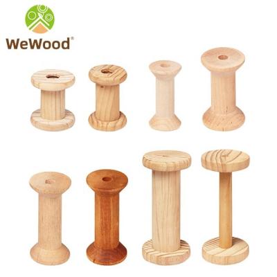 China Custom Made Europe Assorted Sizes Natural Color Storage Sews Spool Cotton Ribbon Empty Wooden Spool For Sale for sale