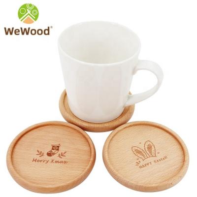 China Wholesale Custom Viable Laser Logo Handmade Table Round Christmas Wooden Cup Coasters For Beverage for sale