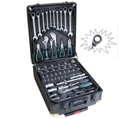 China Cube In Car 186 Pieces Tool Kit Germany Design Hand Mechanic Combination Vanadium Chrome With Aluminum Case for sale