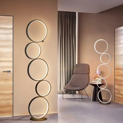 China Rustic Minimalist Metallic Led Modern Design Circle Modern Combination Reading Corner Stand Floor Lamp Remote Dimmable Floor Lamp Decoration for sale