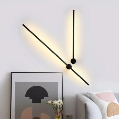 China High Quality Minimalist Rustic Modern Nordic Led Line Modern Sconce Wall Lamp Indoor Warm Light For Bedroom Bedside Living Room for sale