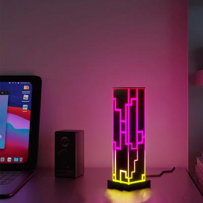 China Modern High Quality Nordic Black Standing Smart Lamps RGB Home Decor Table Led Industrial Desk Light With Remote Minimal Rectangle for sale