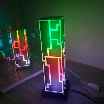 China Modern Multicolor Nordic Black Building Position Night Lamp Restaurant Desk Bar RGB Table Lamp With RGB Remote Control Lighting for sale