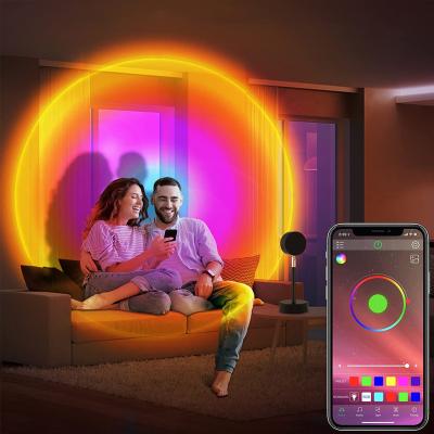 China High Quality Smart Led Remote Control RGB Rainbow Color Changing App Sunset Projection Lamp Dropshipping Atmosphere Table Lamp for sale