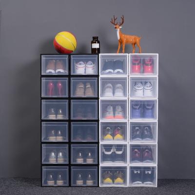 China Modern Plastic Stored Wholesale Cheap Living Room Furniture Factory Price Assemble Large Storage Clear Shoe Box for sale