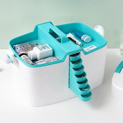 China Chest Extra Large Automatic Medicine Dispenser Toothpaste Medicine Storage Box Home First Aid Kit Comes With A Seven Day Pill Box for sale