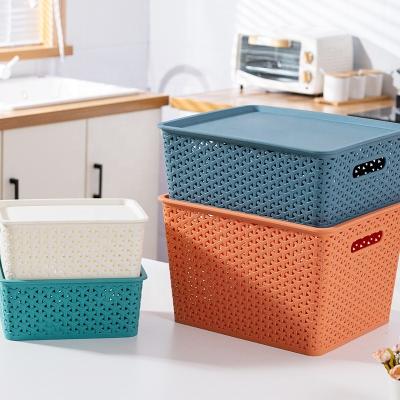 China Hot Selling Home Storage Toy Clothing Storage Basket Bathroom Towel Storage Basket With Lid for sale