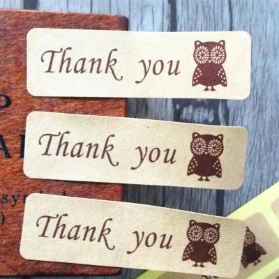 China Self Adhesive 120pcs Per Pack Owl Thank You Wrapping Paper Rectangle DIY Sticker Decor Sealing Sticker Product Package Label for sale