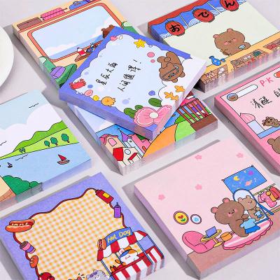 China Original cute self-adhesive cartoon bear travel note sticker student message notes note paper notebook for sale