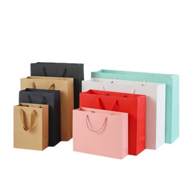 China Custom Materials MOQ 1PIECE Handmade Kraft Paper White Paper Bag Recycled Logo 260gsm Tote Gift Bag Colorful Pink Shopping Bags for sale