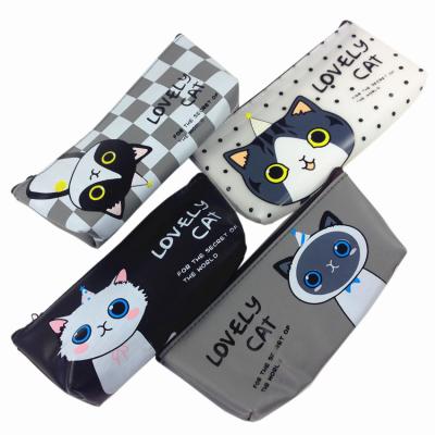 China Fashion PU Zipper Pencil Bag Large Capacity Waterproof Soft Bags\NEW Lovely Cat Comfortable\Durable For Students Cosmetic Bag for sale