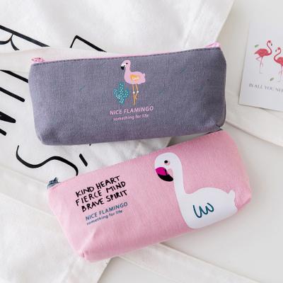 China Fashion\Comfortable Cute\Durable Cute Flamingos Cactus Pencil Case Canvas School Supplies Kawaii Stationery Gifts Educate Office Pencil Bags for sale