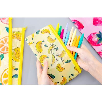 China Fashion Fruit Grid Zipper Stationery Creative Stationery Pouch Papelaria Pen Bag School Offices Kawaii Korean Comfortable\Durable Style for sale